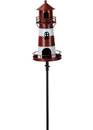 Gartenstecker Leuchtturm Am Stab Rot Weisser Leuchtturm