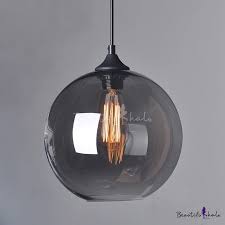 Industrial Style Orb Hanging Pendant Smoke Glass 1 Head Drop Light In Black Finish For Cafe Restaurant Hanging Light Lamp Smoked Glass Pendant Light Fixtures