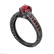 Beautiful Black And Red Engagement Rings Red Garnet Engagement Ring Garnet Wedding Ring Vintage Style Etsy Garnet Engagement Ring Wedding Rings Vintage Garnet Wedding Rings