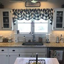 Black And White Farmhouse Kitchen Curtains Buffalo Check Tieup Valance In Black And White Etsy Farmhouse Kitchen Decor Rustic Kitchen Kitchen Design