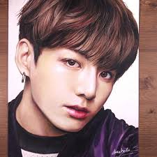 Colored Pencils Drawing Of Jungkook From K Pop Group Bts Yaoyao Ma Van As Yaoyao Bts Drawings Color Pencil Drawing Bts Fanart