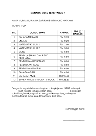 Doc Senarai Buku Teks Tahun 1 Nama Murid Nur Aina Zarifah Binti Mohd Nawawi Tahun 1 Uia Bil Judul Buku Harga Ada Tiada X Copy Trade Academia Edu