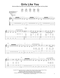 Maroon 5 Girls Like You Sheet Music Notes Chords Score Download Printable Pdf Guitar Songs For Beginners Easy Guitar Songs Guitar Tabs Songs