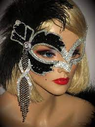 Art Deco Masquerade 20s Crystal Gatsby Mask Old Hollywood Mask Silver Black Crystal Wedding Mask 20 S Art Deco Mask Flapper Mask Masquerade Masks Masquerade 20s Art Deco