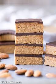 No Bake Chocolate Almond Butter Bars Gluten Free Paleo Vegan