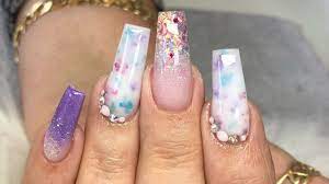 Milk Bath And Blingy Acrylic Nail Design Youtube Acrylic Nail Designs Nails Acrylic Nails