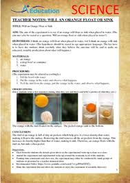 will an orange float or sink