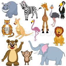 Set Of 12 Cartoon Animals Ready For Stock Vector Colourbox