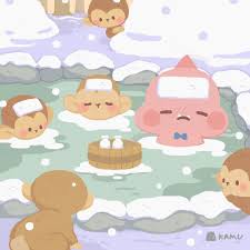 instagram 上的卡姆kamu 猴子湯 天氣冷冷 跟著猴子群來好好享受一下 啊 真的好舒服 要不要叫其他小怪獸也來呢 啊 想想還是算了 太舒服了完全不想動 line原創貼圖 食夢獸卡姆 disney princess disney character