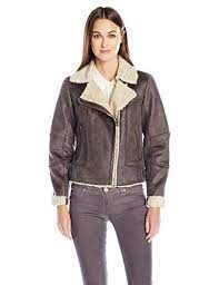 Lucky Brand Womens Faux Leather Jacket With Faux Shearling Interior Brown Xs Continue To The With Images Leather Jackets Women Faux Leather Jacket Women Leather Jacket