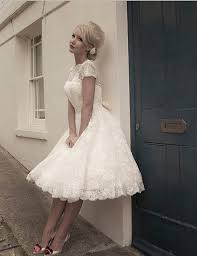 Wedding dresses made of lace just have the amazing attractive place, romantic, charming. High Neck Lace Short Vintage Wedding Dress Cute Dresses