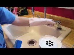 To remove a rust stain from a porcelain sink, cut a lemon in half. Easily Remove Stains And Marks From Your Porcelain Sink Youtube