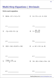 Multi Step Equations With Decimals Pdf Worksheets Multi Step Equations Equations Decimals