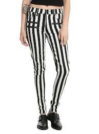 Black And White Striped Tights Outfit Blackheart Black White Stripe Zippered Stingerette Jeans Black And White Jeans Clothes Black White Stripes