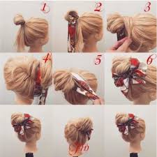 With a medium length, your hairstyle won't take much of your precious time, and you are still going to have freedom to experiment with trendy updos and downdos. 80s Style Scarf Tied Top Knot For Long Straight Hair Scarf Hairstyles Easy Hair Dos Hair Styles