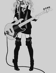 Black And White Anime Boy With Guitar Pin On Music