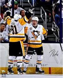 Jake Guentzel Pittsburgh Penguins Autographed 16 X 20 Game Three Hat Trick Celebration Photograp Jake Guentzel Pittsburgh Penguins Pittsburgh Penguins Hockey