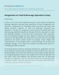 Artikel ini berisi 25 soal pilihan ganda food and beverage dan 5 soal essay food and beverage. Assignment On Food Beverage Operations Free Essay Example