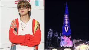 In the tallest building in the world, burj khalifa. Glucklicher V Tag Burj Khalifa Leuchtet Anlasslich Des Geburtstages Von Bts Sanger Kim Taehyung Wunderschon Auf Nach Welt