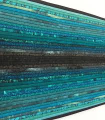 Teal Table Runner Nautical Home Decor 12 5 X 40 Modern Art Quilt Pieced Table Topper Wedding Gift Modern Tab Modern Table Decor Nautical Home Teal Table