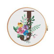 Flowers Spring Monogram J Cross Stitch Pattern Letter J Alphbet Personalized Wedding Birth Announcement Flowers Spring 265 Cross Stitch Tattoo Monogram Cross Stitch Cross Stitch Patterns