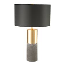A Striking Design Comprising A Unique Cylinder Body Of Cement And Industrial Gold Finish This Concrete And Met In 2020 Table Lamp Concrete Table Lamp Grey Table Lamps