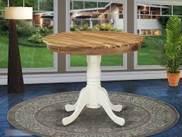 The acacia wood top table measures 51.25 in. Amt Nlw Tp Antique Dining Table Made Of Acacia Wood Offering Wood Texture Table Top 36 Inch Round Linen White Pedestal East West Furniture