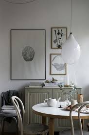 Scandinavian Style Dining Room With Decor And Interior In Beige Gallery Wall Dining Room Design Dining Room Lighting Round Dining Table