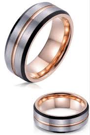 Black And Rose Gold Mens Wedding Band Black Beveled Rose Rose Gold Mens Wedding Band Wedding Rings Rose Gold Gold Diamond Wedding Band