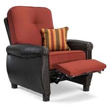 La Z Boy Outdoor Breckenridge Wicker Outdoor Recliner With Sunbrella Meredian Brick Cushion Outdoor Recliner Resin Wicker Patio Furniture Wicker Patio Furniture Set