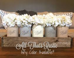 Mason Jar Centerpiece Rustic Home Decor Table Etsy Mason Jar Centerpieces Mason Jar Decorations Large Mason Jars