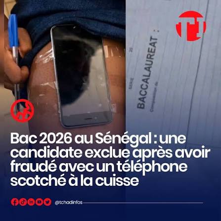 La première journée du Baccalauréat général 2026 a été marquée par un cas de fraude à Guédiawaye, au Sénégal 🇸🇳 . Une candidate a été surprise en pleine épreuve de philosophie avec