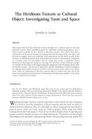 Pdf The Heirloom Tomato As Cultural Object Investigating Taste And Space