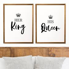 Buy king & queen couple t shirts online at beyoung in cute couple t shirts designs. Her King His Queen Print Set Bedroom Wall Decor