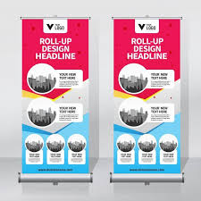 Roll Up Banner Premium Vector Freepik Vector Banner Mockup Business In 2020 Website Banner Design Pull Up Banner Design Youtube Banner Design