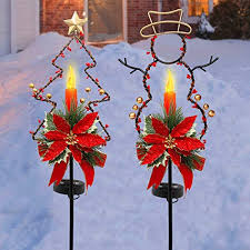 Hot Buy Christmas Yard Garden Stakes Decor Set Of 2 53 Metal Outdoor Red And Green Christmas Tree Jingle Bell Signs Stake Decorations For Home Lawn Pathway Walkway Driveway Weather Resistant Xmas Decoration