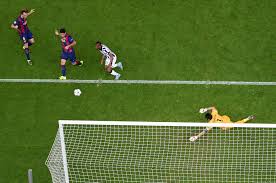 Neymar (barcelona) left footed shot from the centre of the box to the bottom right corner. Barcelona Overwhelms Juventus To Win Fifth Champions League Title The New York Times