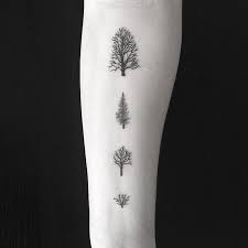 Four Little Trees Tattoo Ideas Tree Tattoo Forearm Minimalist Tattoo Tree Tattoo Small