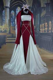 Red Gothic Medieval Wedding Dress Pagan Wedding Dresses Halloween Wedding Dresses