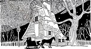How about a winter holiday village… winter wonderland laterns. 12 Retro Black And White Christmas Clipart The Graphics Fairy