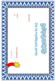 Newer post older post home. Imprimer Le Diplome Meilleure Amie Bleu Graphique