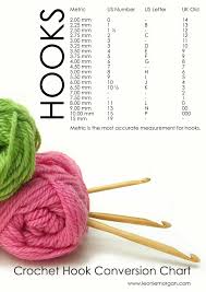 crochet hook conversion chart metric us letter and number