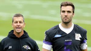 Joe flacco was called out on his approach to lining up as wide receiver by his wife this week, but joe flacco was criticised by his wife this week (image: Ravens John Harbaugh On Joe Flacco S Back All Indications Positive Baltimore Ravens Blog Espn