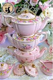 Royal Highness For High Tea In Stacked Rosy Pots By Rabbit And Rose Vintage Tea Hire Compant Tea Pots Tea Vintage Tea