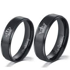 Stainless Steel His Queen And Her King Couple Rings For Lovers Queen Rings Black Rings King Ring