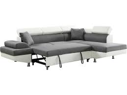 Canapé divin places en cuir prestige gris foncé luxe haut de gamme italien vachette vénésetti. Canape D Angle Convertible Sophia Luxe 265 X 190 5 X 80 91 Cm Blanc Gris 5 Places Angle Droit Vente De Habitat Et Jardin Conforama