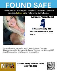 She was last seen leaving her aunt's house in Yazoo County