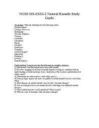 Ngss Ms Ess3 2 Natural Hazards Study Guide With Keycan Be Edited For Younger Or Older Learners Use As A Study Guide On Going Gu Ngss Study Guide Ngss Science