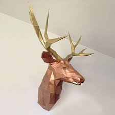 Chúng ta cùng nhau góp phần đưa mô hình giấy đến với mọi người. Make Your Own Deer Trophy With Our Template Deer Trophy Papercraft Origami Tiere Vorlagen Origami