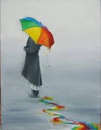 Woman Standing Black Coat Cool Things To Draw Colourful Umbrella Melting In 2020 Cool Drawings Drawings Draw On Photos